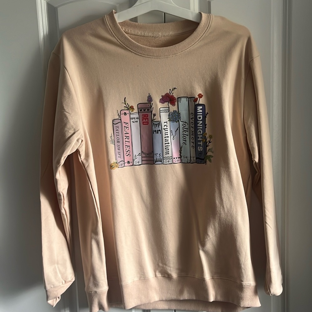 Taylor Swift Sweatshirt with Album Names on Books artwork - Size L